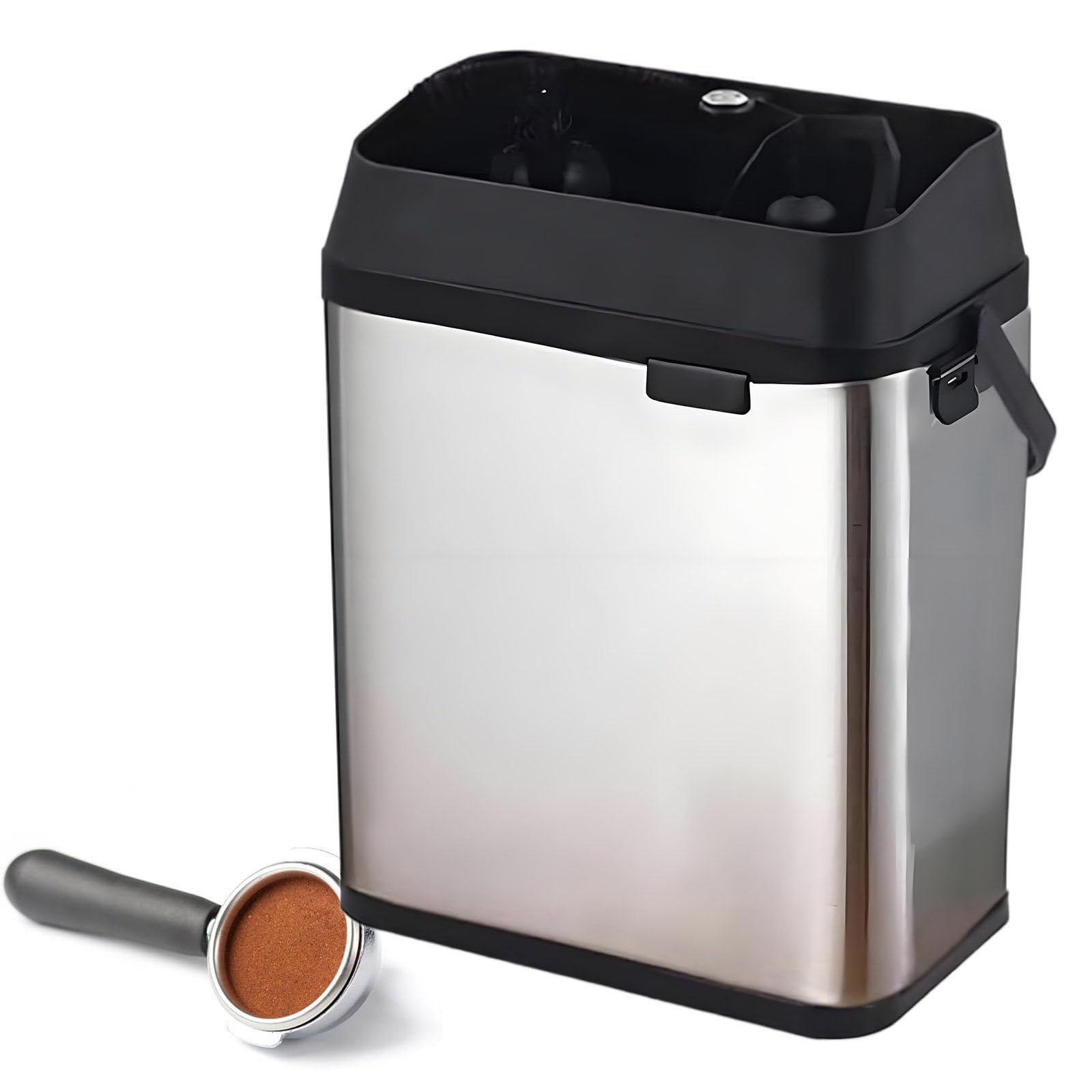 YXYLJOZ Electric Portafilter Cleaner-Automatic Coffee Grounds Cleaning Machine-Knock box for Espresso coffee-Espresso Puck Sucker-Innovative Espresso Machine Accessories (Silver)