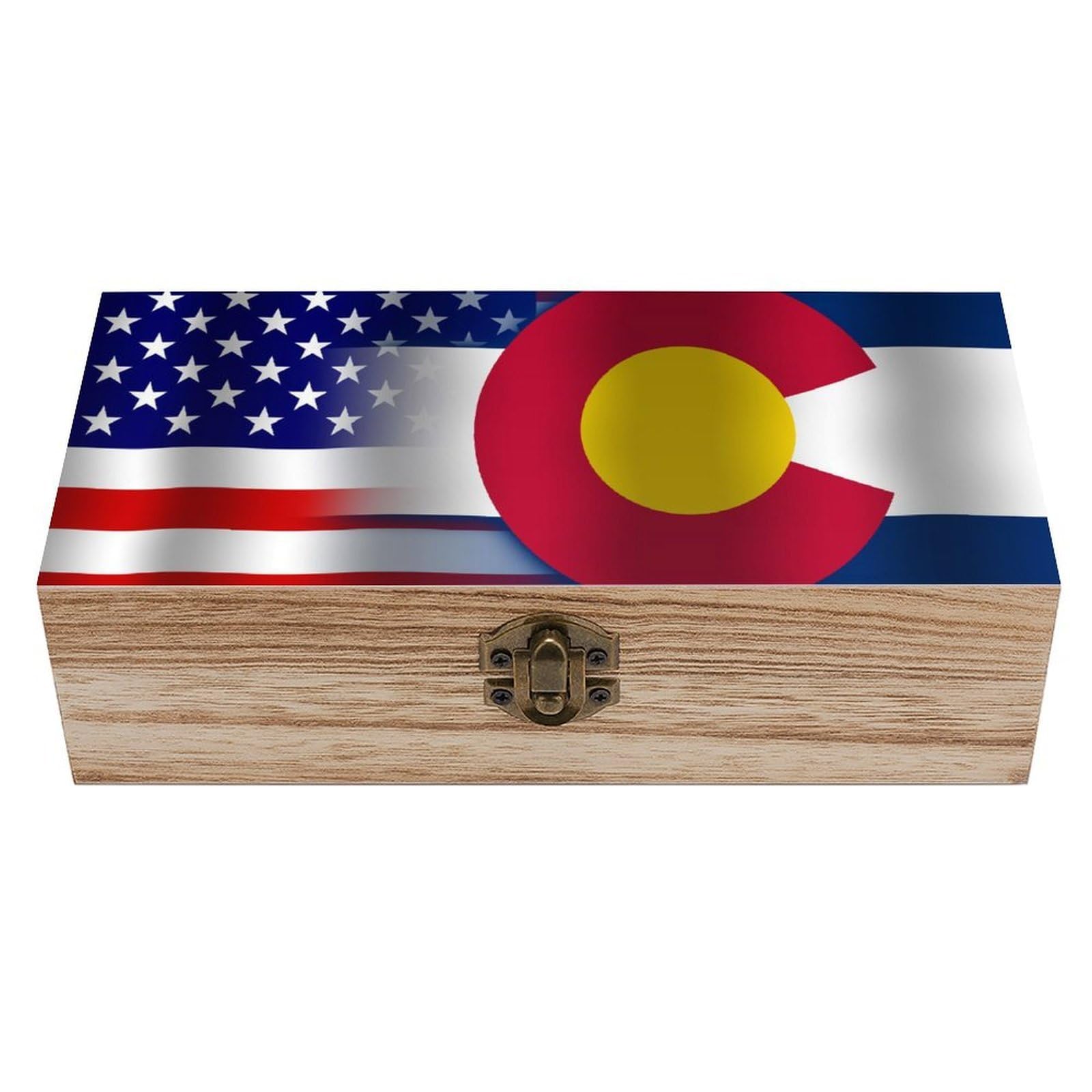 CGSBNGHA U.S.A Colorado State Flag Wooden Storage Boxes with Lid Memory Box Decorative Organiser for Office And Home