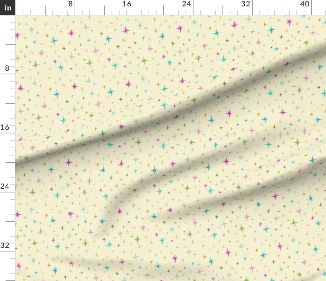 Spoonflower Fabric - Vintage Christmas Stars Ornaments Mid Century Retro Pink Mint Printed on Petal Signature Cotton Fabric by The Yard - Sewing Quilting Apparel Crafts Decor