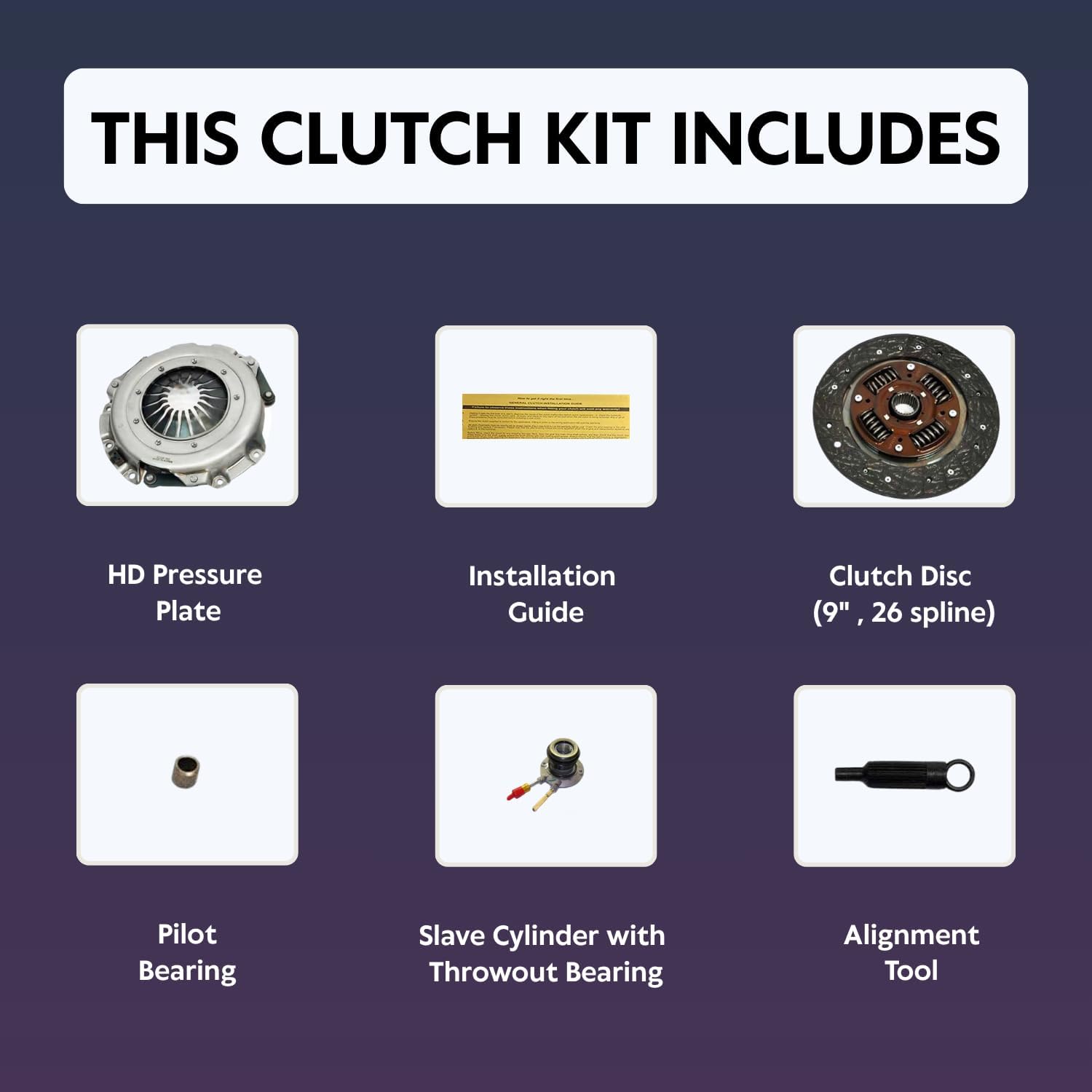 EFT HD Clutch Kit With Slave Cylinder For 1996-2001 Chevy S-10 GMC Sonoma 1996-2000 Isuzu Hombre 2.2L Engine - Performance Upgrade for Improved Durability & Driveability - 12 Month Brand Warranty