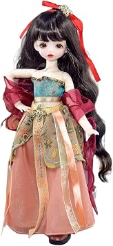 1/6 BJD Doll, 12 inch Brown Eyes Girl Dolls w/Wig Ancient Clothing Dress NalaHair A#