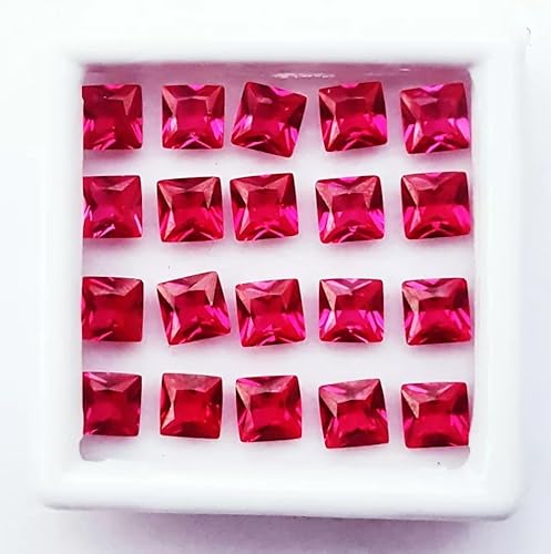 Generic G633 5Mm Natural Red Ruby Square Shape Certified Loose Gemstone Unisex 15 Pcs Gift thumb #2