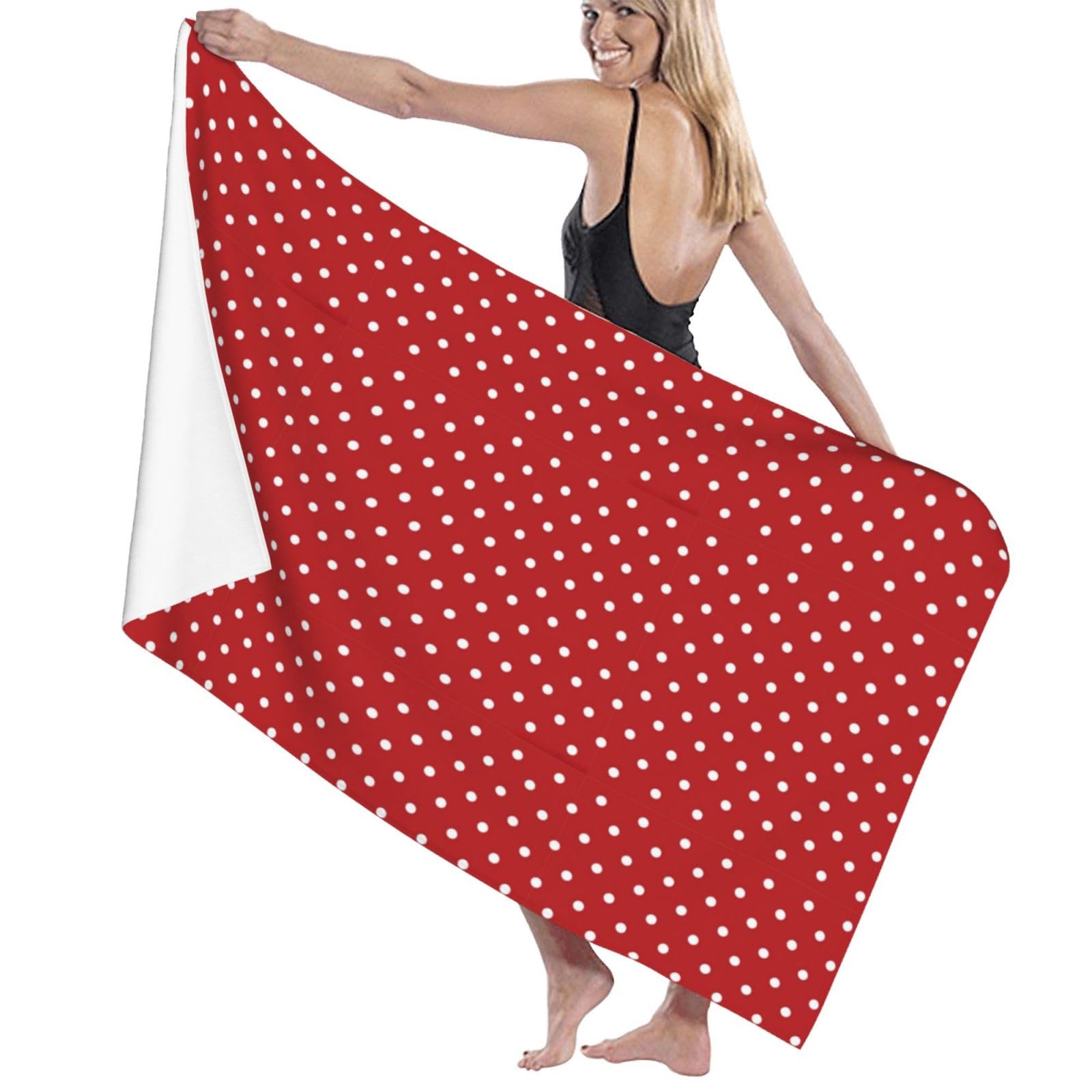 Toallas de playa grandes con estampado de lunares blancos para adultos, de secado rápido, suaves, ligeras, regalo de viaje