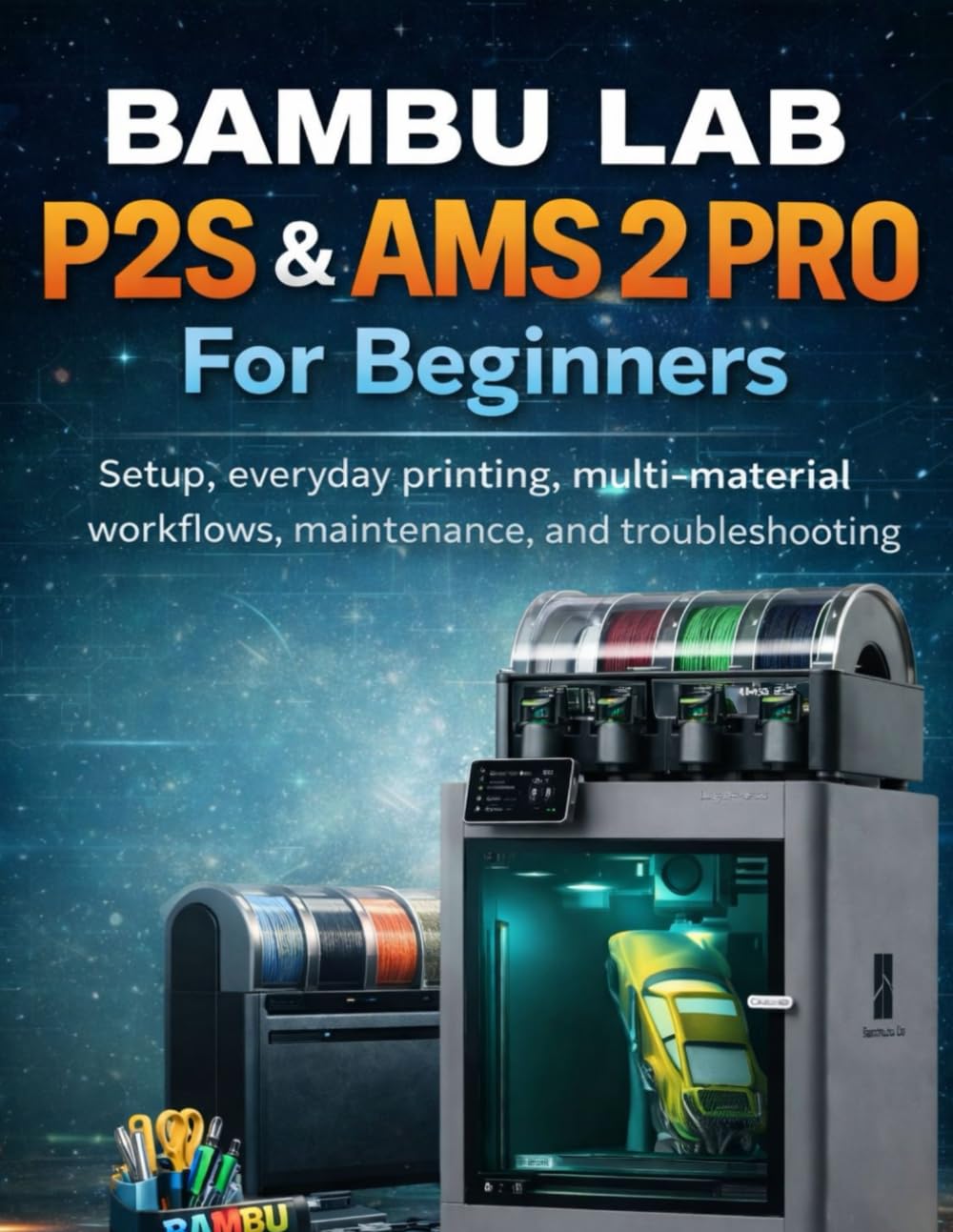 Bambu Lab P2S & AMS 2 Pro For beginners: Setup, everyday printing, multi-material workflows, maintenance, and troubleshooting