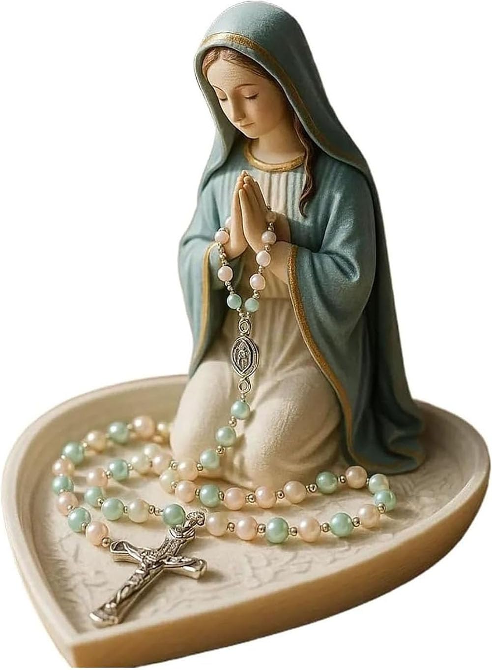 ZVUTRCUV Virgin Mary-Rosary Holder, Jesus-Rosary Holder, Christian Home Decor Tabletop Statue, Resin Statue with Detailed Craftsmanshipyeshi,for Rosaries, Necklace & Rings (A,1pcs)