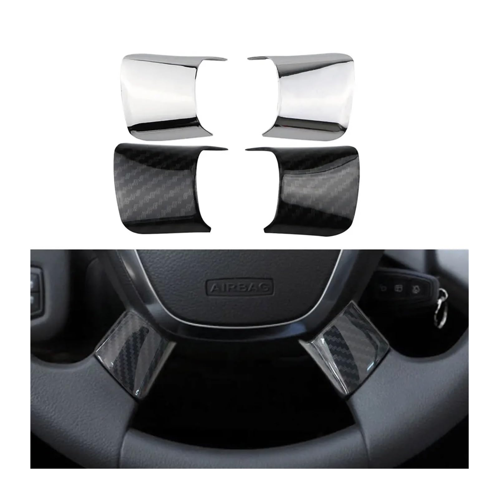 2 szt./zestaw nakładek na kierownicę samochodową | Compatible With Forda,for Focusa,for MK3 Kuga Escape,3 2012-2015 C-Max Cmax naklejki cekinami(Carbon fiber)