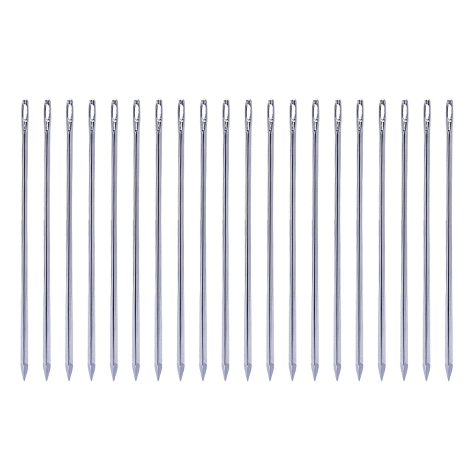Buxuaaaa 20pcs Leather Sewing Needle for Embroidery Stitching Silver Color Big Eye Needle Cross Stitches Accessories Sewing Large Eye Hand