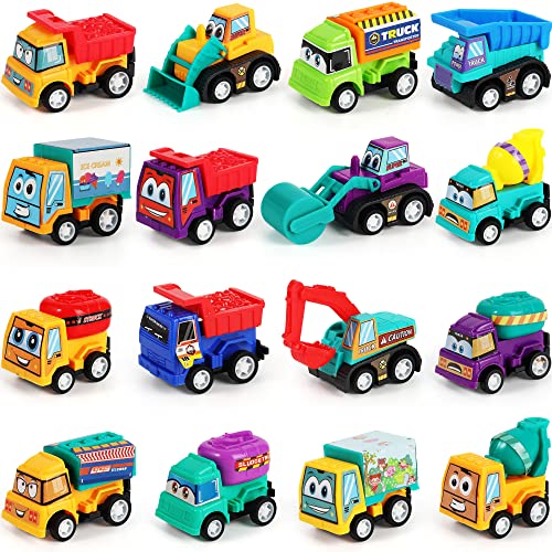 16Pcs Pull-Back Engineering Car Vehicles Toys Play Set, Mini Excavator Trucks Construction Model Car Toy Bulk For Kids Boys Girls Party Supplies Favors Birthday Education Gift #TOP5
