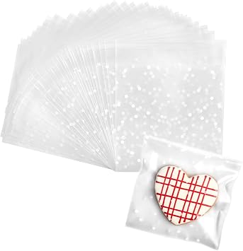 Zezzxu 300 Self Adhesive Cookie Bags, 4 x 4 Inches