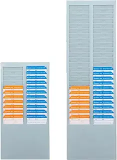 タイムカードラック 24人用/50人用 ＩＣカードホルダー 簡単インストール 取り付けネジ付き 壁掛け 立て掛け タイムカード収納 セキュリティカード カード入れ IDカード 出退勤 勤怠管理 人事 オフィス 工場 (50カードスロットです,青です)