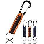 REHTAEL Keychain Paracord Carabiner Men/Women, Military Braided Heavy Duty Key Chain w/Belt Clip D-Ring for Car Keys, Keychain Strap for Backpack Camping Hiking, 4Pcs (2*Black Blue & 2*Black Orange)