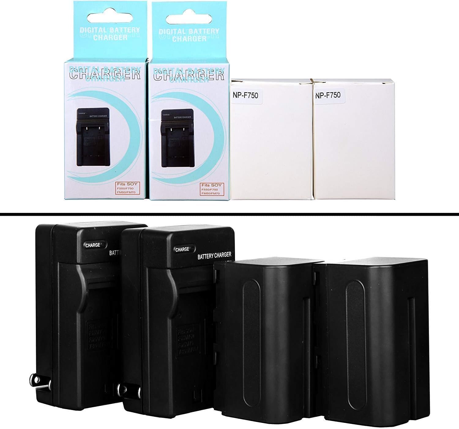 GVM NP-F750/770 2 Pack Battery and Charger 4400mAh for NP-F975, NP-F960, NP-F950, NP-F930, NP-F770, NP-F750, NP-F550, DCR, DSR, HDR, FDR, HVR, HVL and LED Light