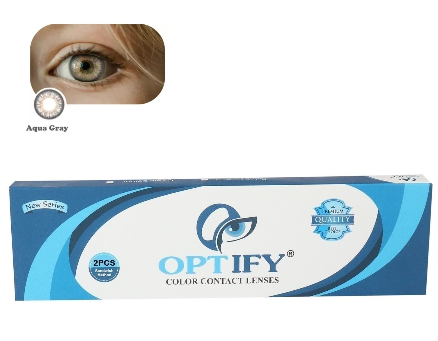 Optify One Day Color Contact Lenses (Zero Power,Aqua Grey,Pack of 6)