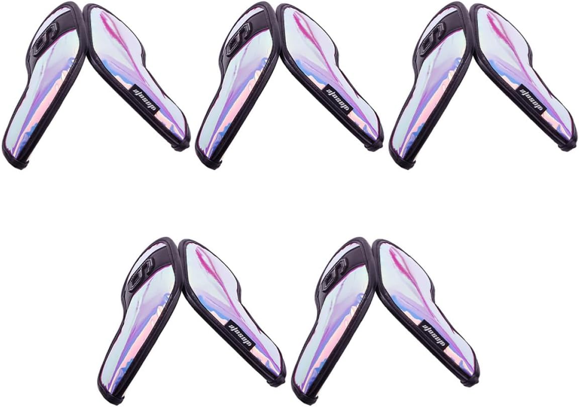 BESPORTBLE 10Pcs Iridescent TPU Golf Club Covers Set, Driver and Iron Headcovers Black Trim, Professional Putter Supply for Golfers, Protective Golf Accessories for Outdoor Play