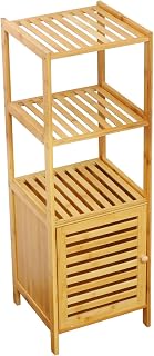 Natural Bamboo Multi-Purpose 4-Tier Storage Floor Cabinet, Unique lockab...
