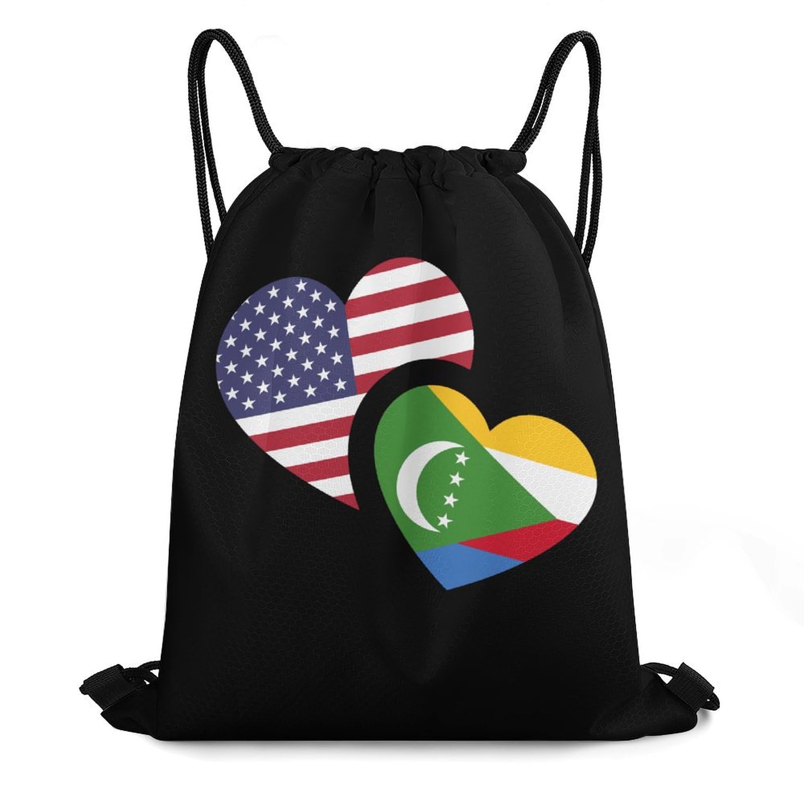Comoros US Flag Drawstring Backpack Durable Sport Gym Bags Daypack for Men Women 35 * 42cm