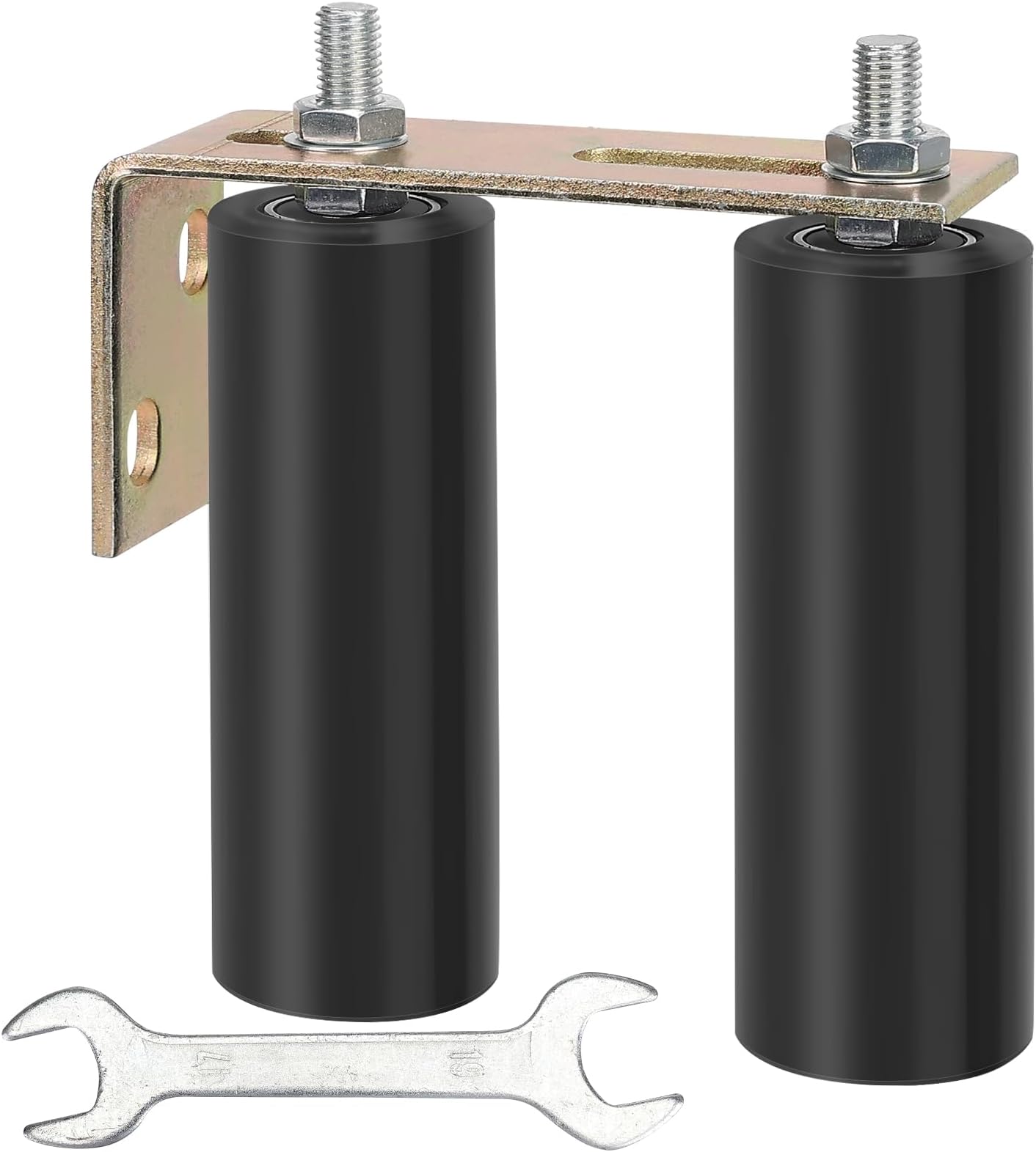 6" Gate Roller Guide with L-Bracket, Universal Adjustable Heavy Duty Sliding Gate Rollers, Black Sliding Gate Guide Roller