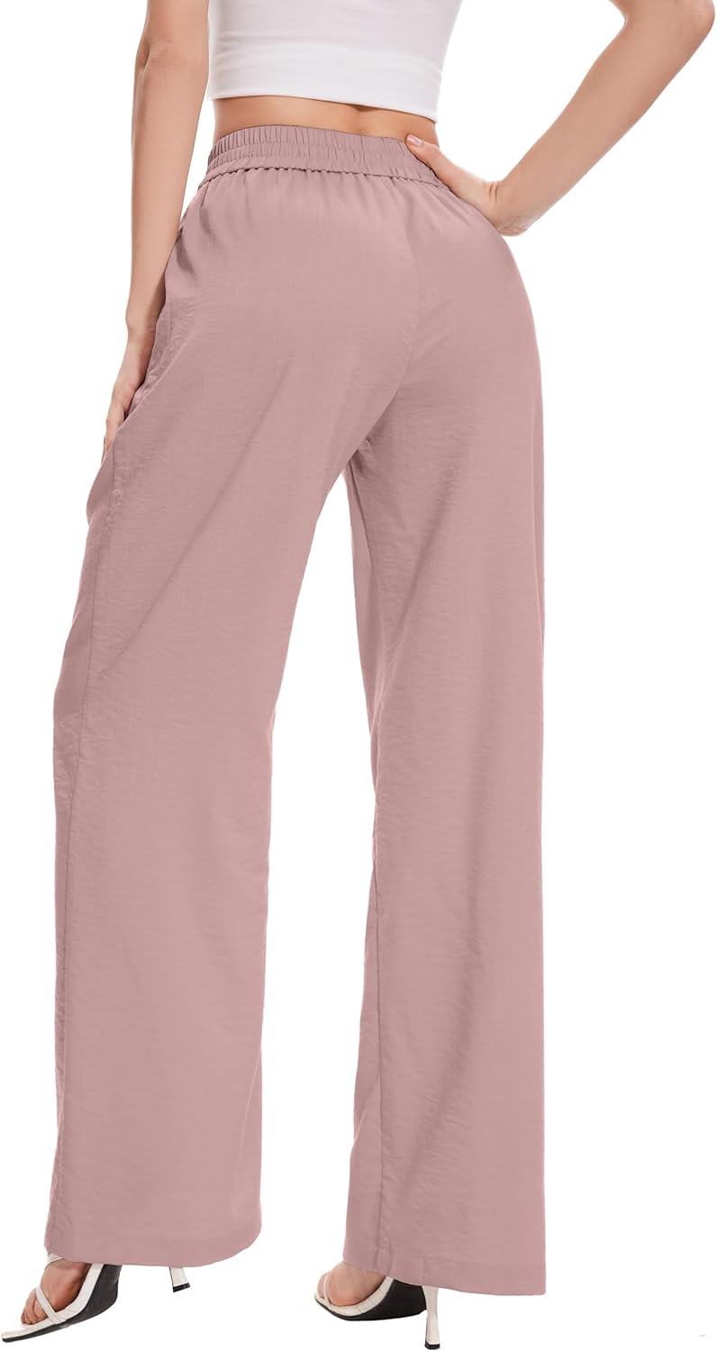 FUNYYZO 2025 Women Summer Pants Drawstring Waist Wide Leg Pants Loose Fit with Pockets Pull On - Image 6