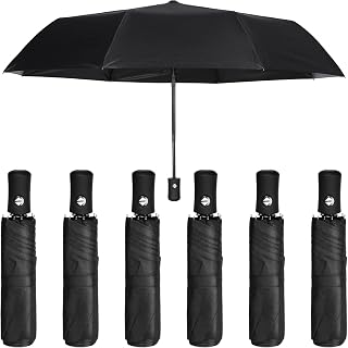 Jexine 6-Pack Compact Travel Umbrellas - Automatic Open/Close, Windproof, Lightweight Portable for Rain, Men Women