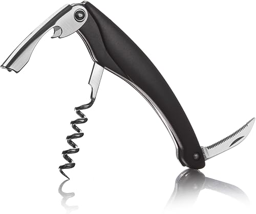 Vacu Vin Sacacorchos de camarero - Abrebotellas de vino magistral 3 en 1 - Abridor de tapas de corona para acceso al vino sin esfuerzo, cortador de