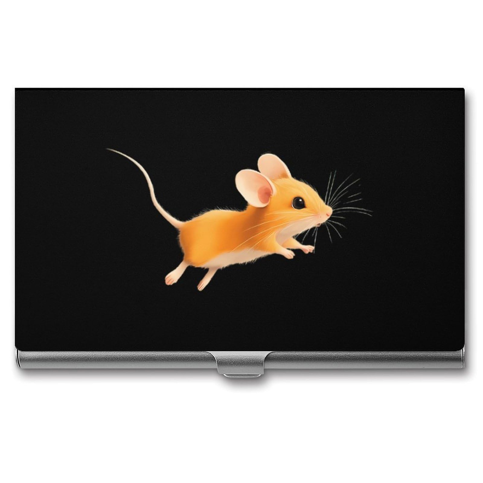 Jumping Mouses Slim Business Card Holder Wallet for Men & Women Pocket Metal Case 3.7x2.2x0.3 Inches