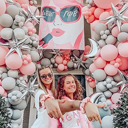 Teselife 50Pcs Silver Explosion Star Foil Cone Balloons Large Starburst Point Star Mylar Balloon for Christmas Party Supplies New Year's Eve Party Decorations Birthday Baby Shower Wedding Photo Props