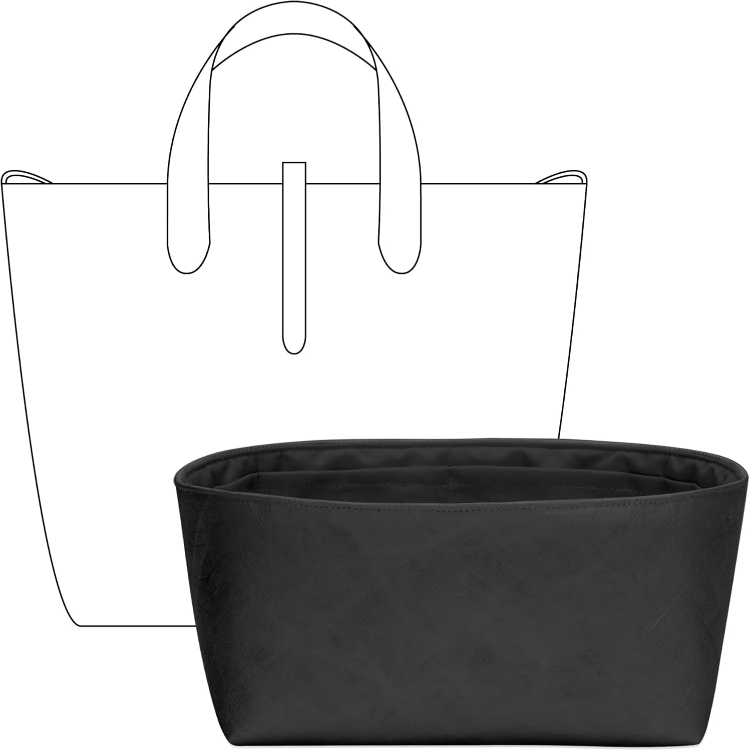 Tote Bag Organizer Insert for Dior Toujours Bags handbag, Custom Fit Inside Matte Black Lightweight WaterResistant Purse Insert