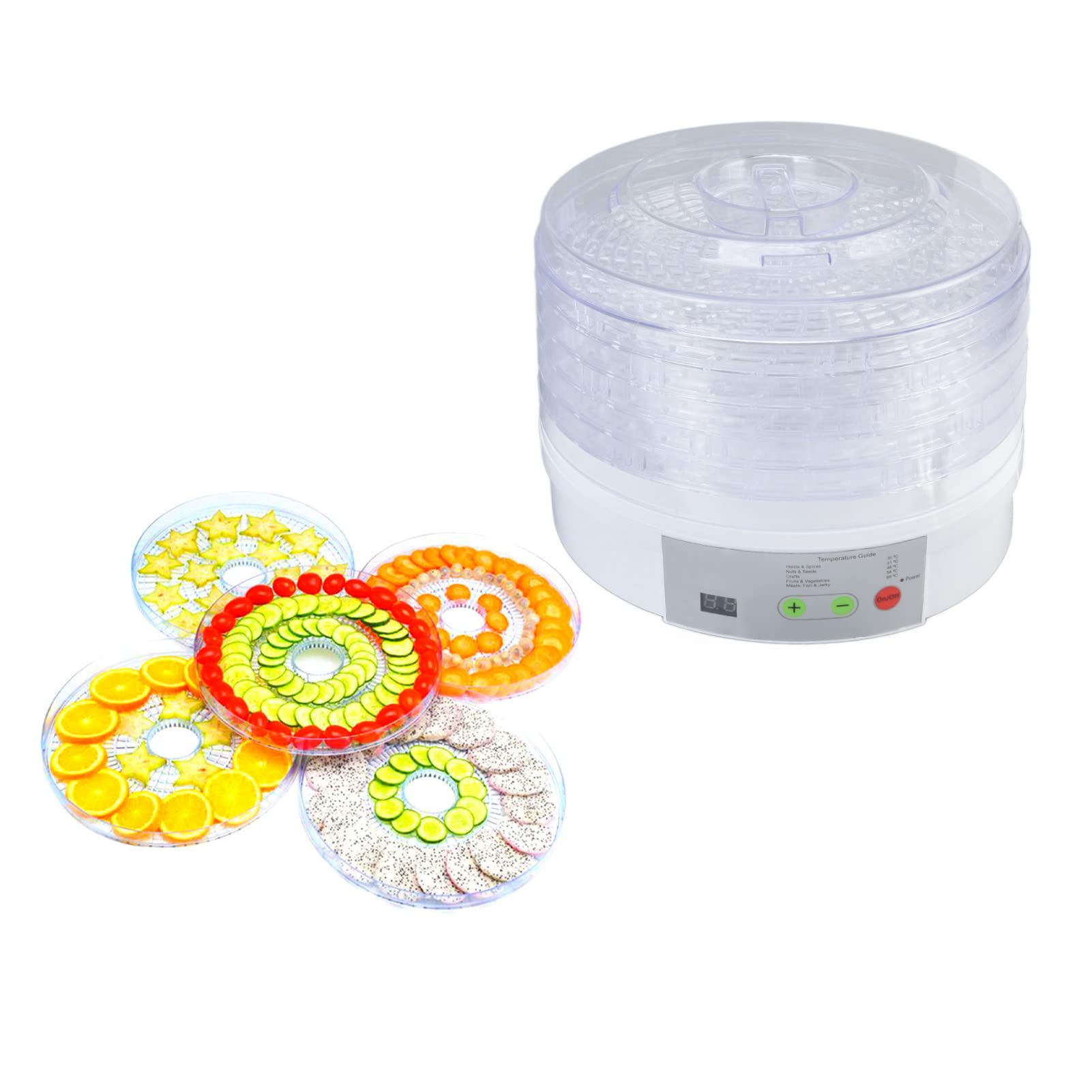 TOPINCN Dörrgerät, Lebensmitteltrockner, Spülmaschinenfest, Leicht zu Reinigen, 350 W, 8 Fächer, BPA-freies Gemüse (EU-Stecker 220 V)