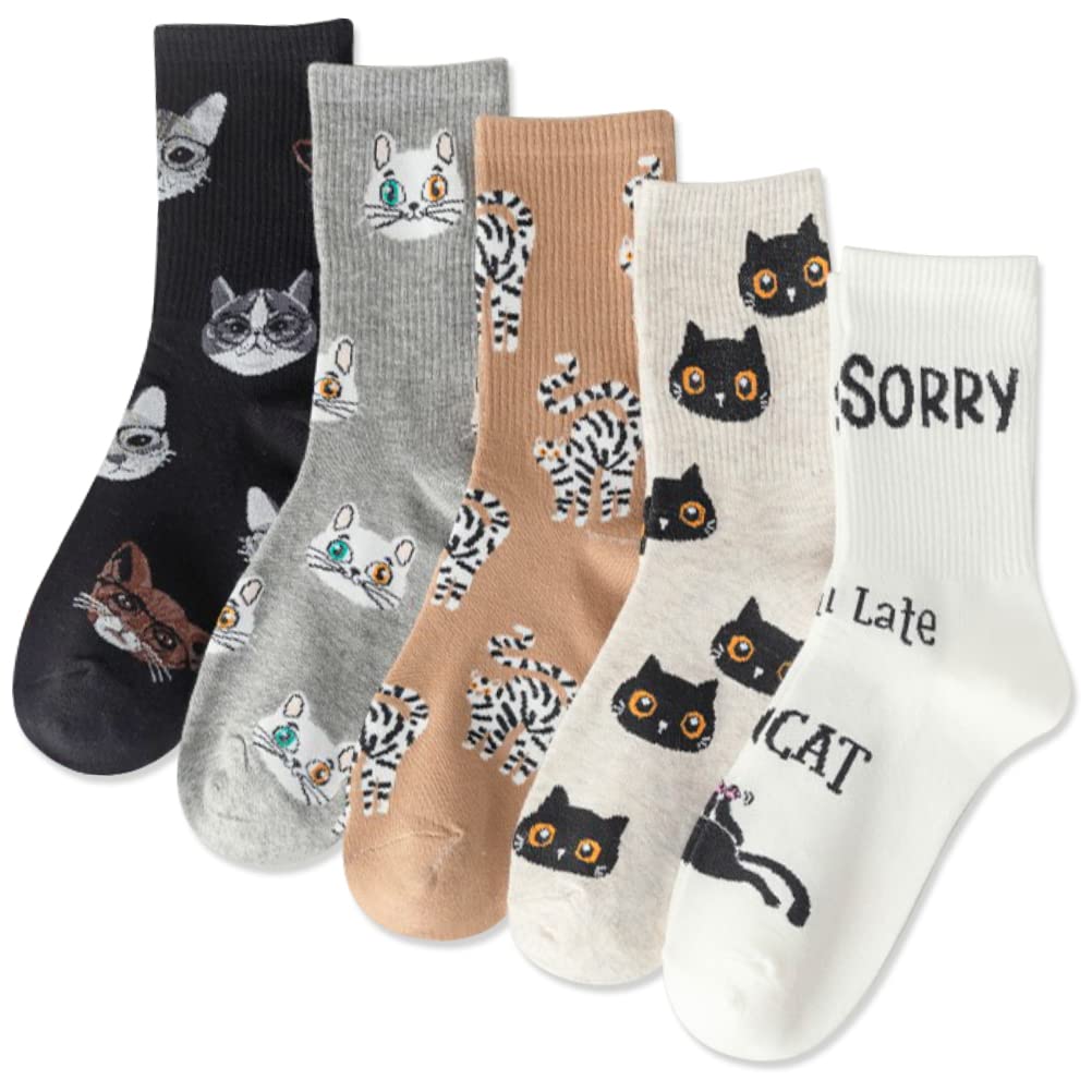 IIG Women's Fashion Cute Cotton Socks Novelty Funny Above Ankle Crew Socks Holiday Gifts for Women 4/5 Pairs