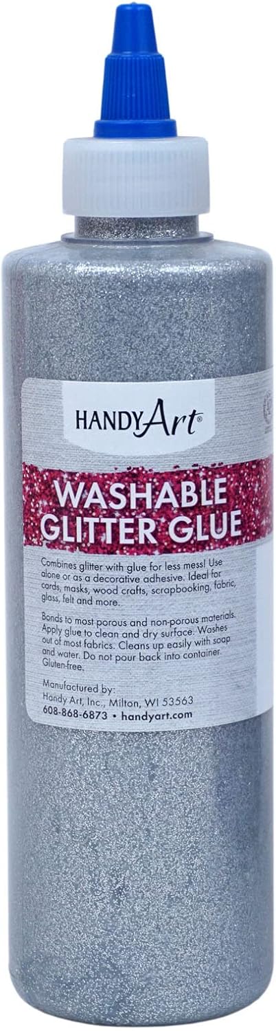 Handy Art Washable Glitter Glue 4 ounce, Silver