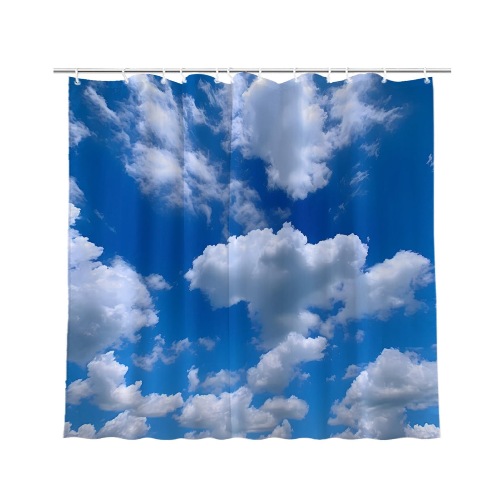 DLTAY Blue Sky Clouds Backdrop Shower Curtain Bathroom 72x72 Inch Nature Landscape Scenery Waterproof Set,12 Hook