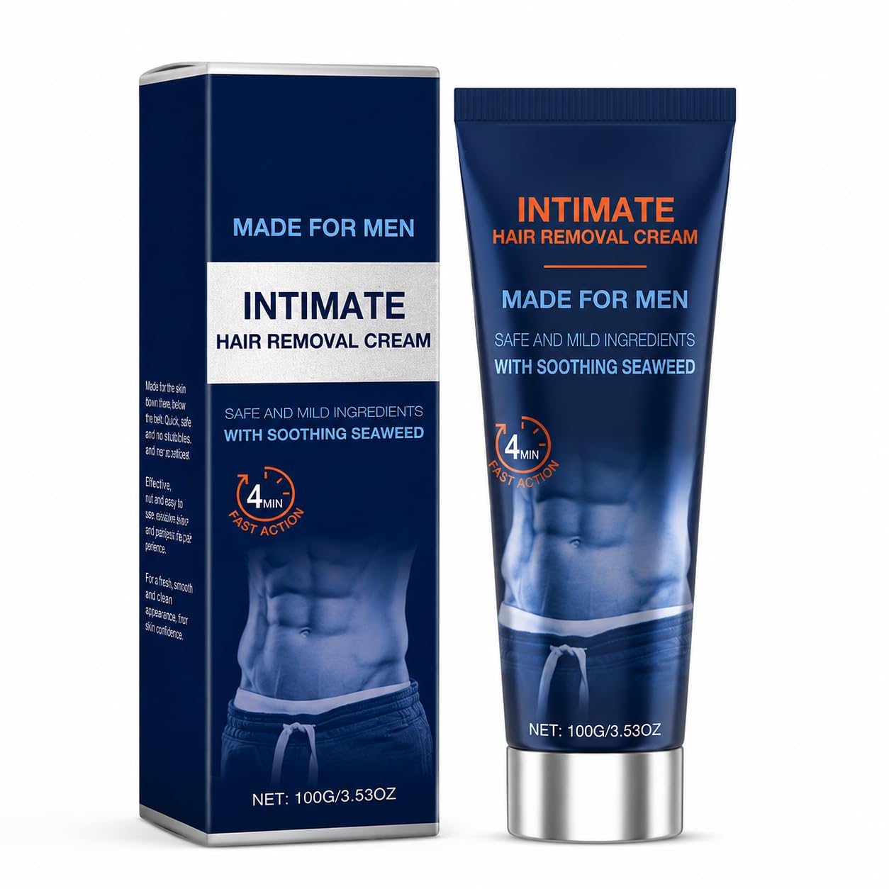 Men's Intimate Hair Removal Cream, Seaweed-Infused Formula, Smooth Skin Finish, Cream Form, 100g-image-49