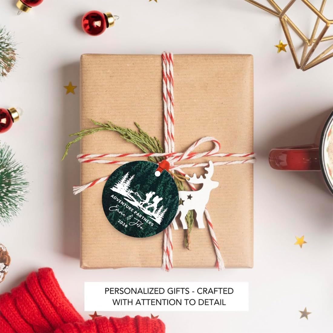 Andaz Press 3.5" Metal Personalized Hiking Engagement Ornament, Adventure Partners, Custom Hiking Ornaments for Christmas Tree, Customized Hiking Christmas Ornament for Couples, Men, Women - Image 6