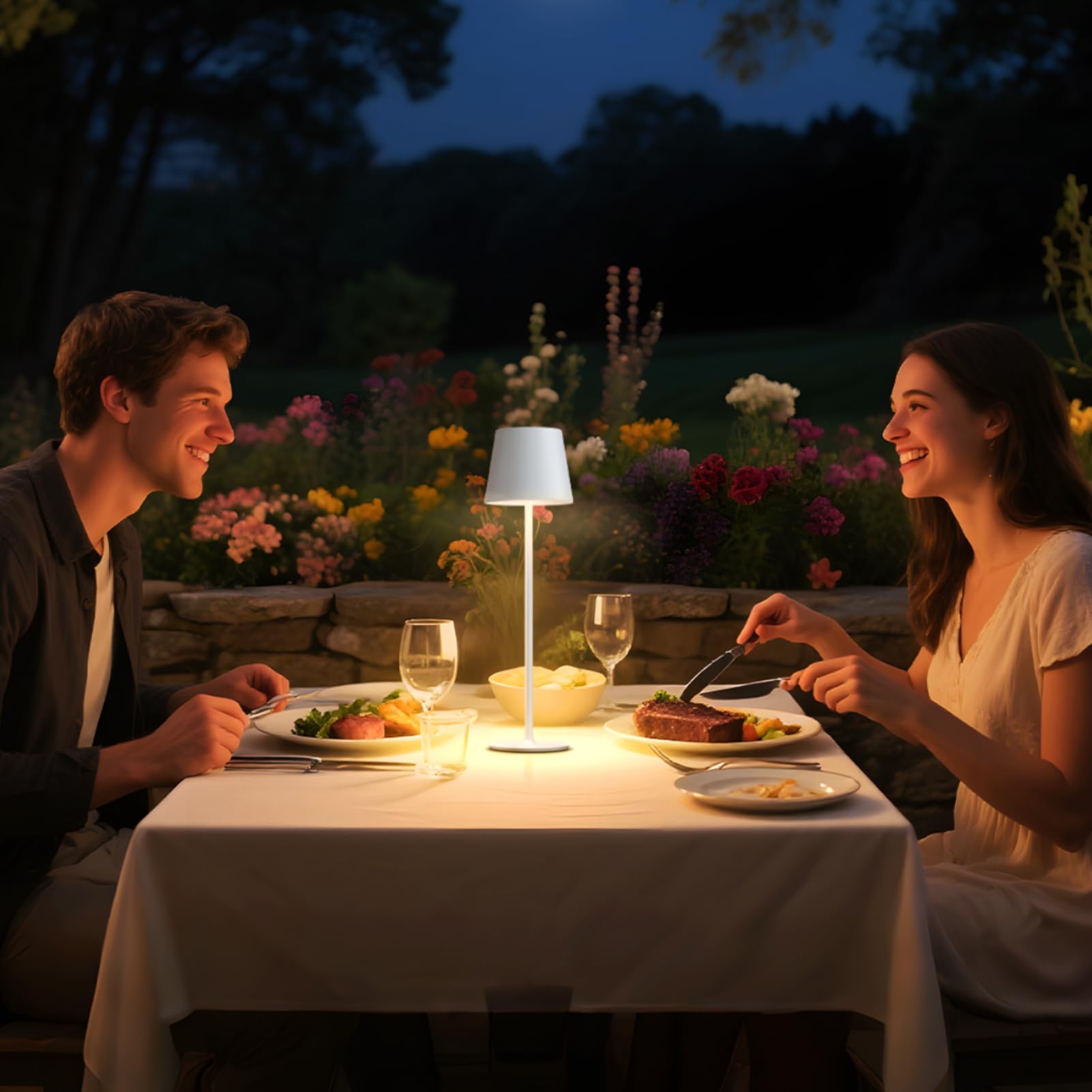 uuffoo Confezione da 3 lampade da tavolo senza fili, ricaricabili a batteria, 5000 mAh, luci LED touch control portatili, 3 colori dimmerabili, per esterni, caffè, camera da letto, cucina (bianco)