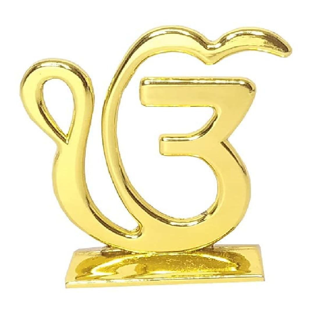 BLESS KRAFT Sikh Religious Symbol EK Onkar Idol | Ik Onkar (6x6.5 cm) Gold Metal Statue for Car Dashboard Mandir Murti Temple Puja Home Decor | Office Table Showpiece