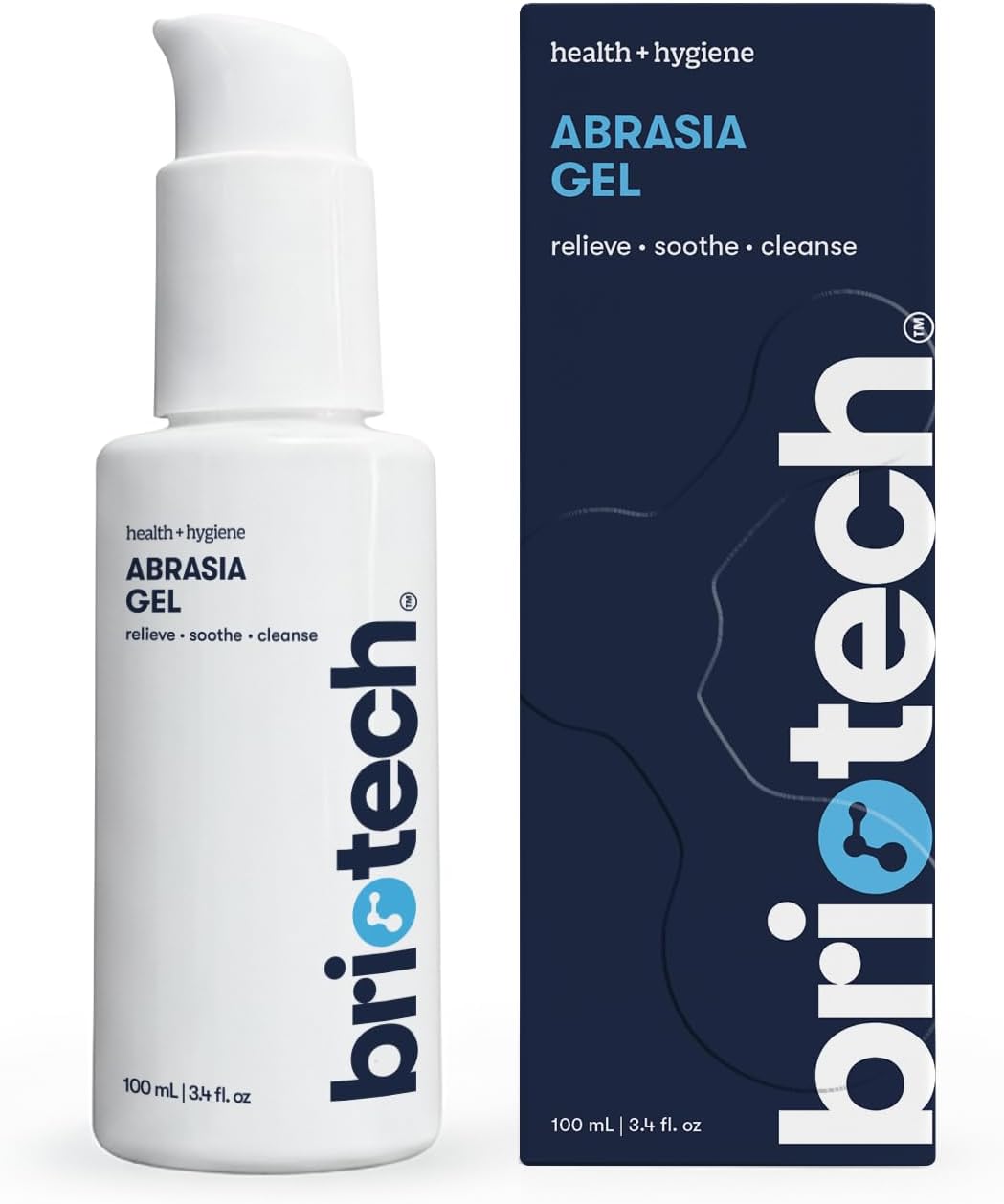 BRIOTECH Abrasia Gel, Hypochlorous Acid Cleanser for Minor Cuts & Scrapes, Vegan HOCl Hydrogel, Quick Dry Irritation Relief, Anti-Itch, Sunburn Discomfort, Antibiotic Free, 3.4 fl oz