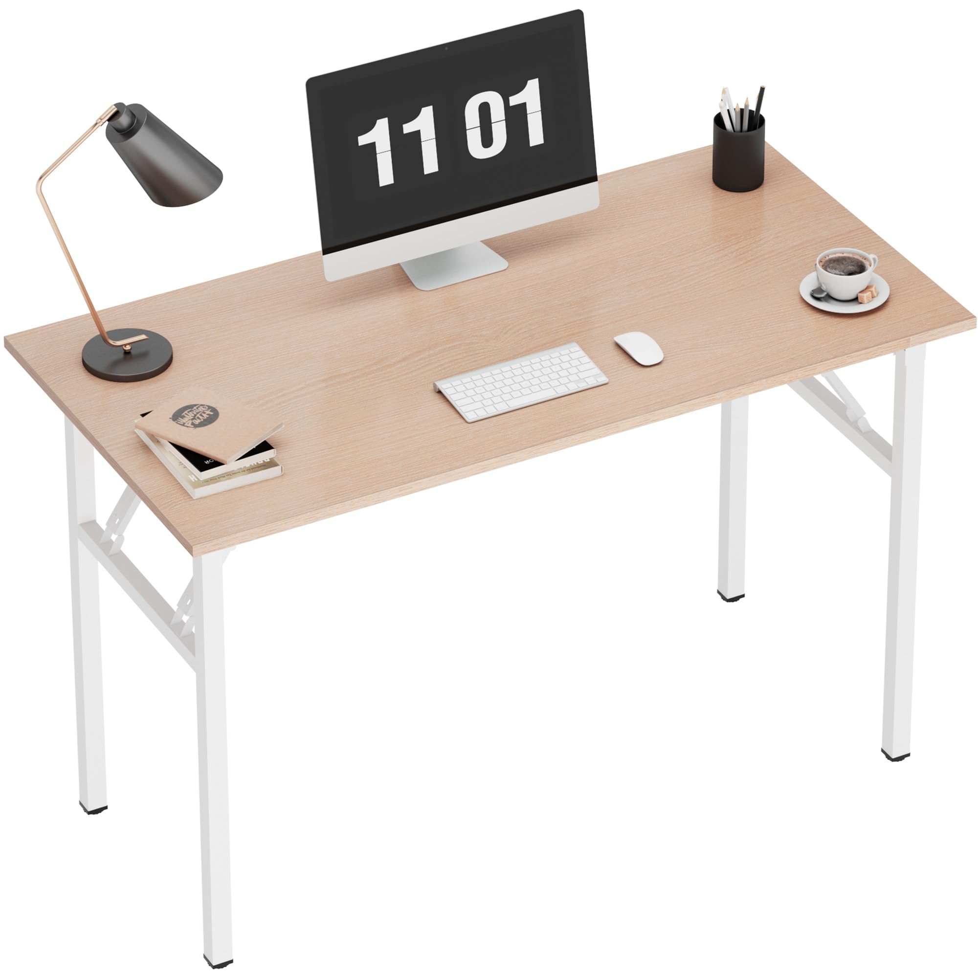 SDHYL Table pliante pour ordinateur, bureau, table de bureau à domicile, bureau pliable pour bureau à domicile, petits espaces, érable / blanc, 100 x 60 cm