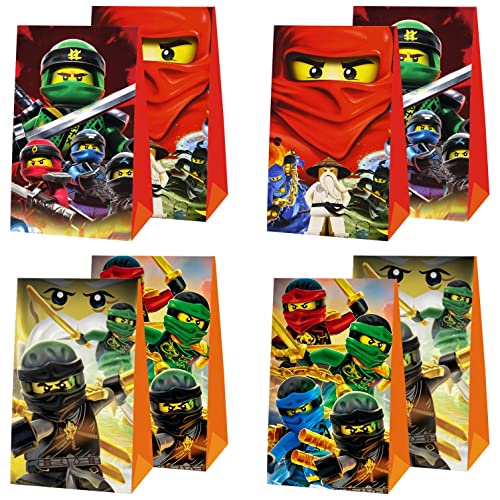 FFGJA 12pcs For Ninja Cartoon Party Gift Bags with Handles Cartoon Birthday Party Supplies for Party Decorations.