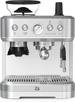 Espresso Machine with Built-in Grinder, 15 Bar Italian ULKA Pump, Dual PID Control & Milk Frother, 85oz Large Water Tank, Auto-Cleaning for Perfect Lattes/Cappuccinos, Home Barista Coffee Maker
