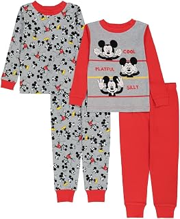 Pijama de algodão de ajuste confortável Mickey Mouse para meninos, Mickey Moods 2, 2T
