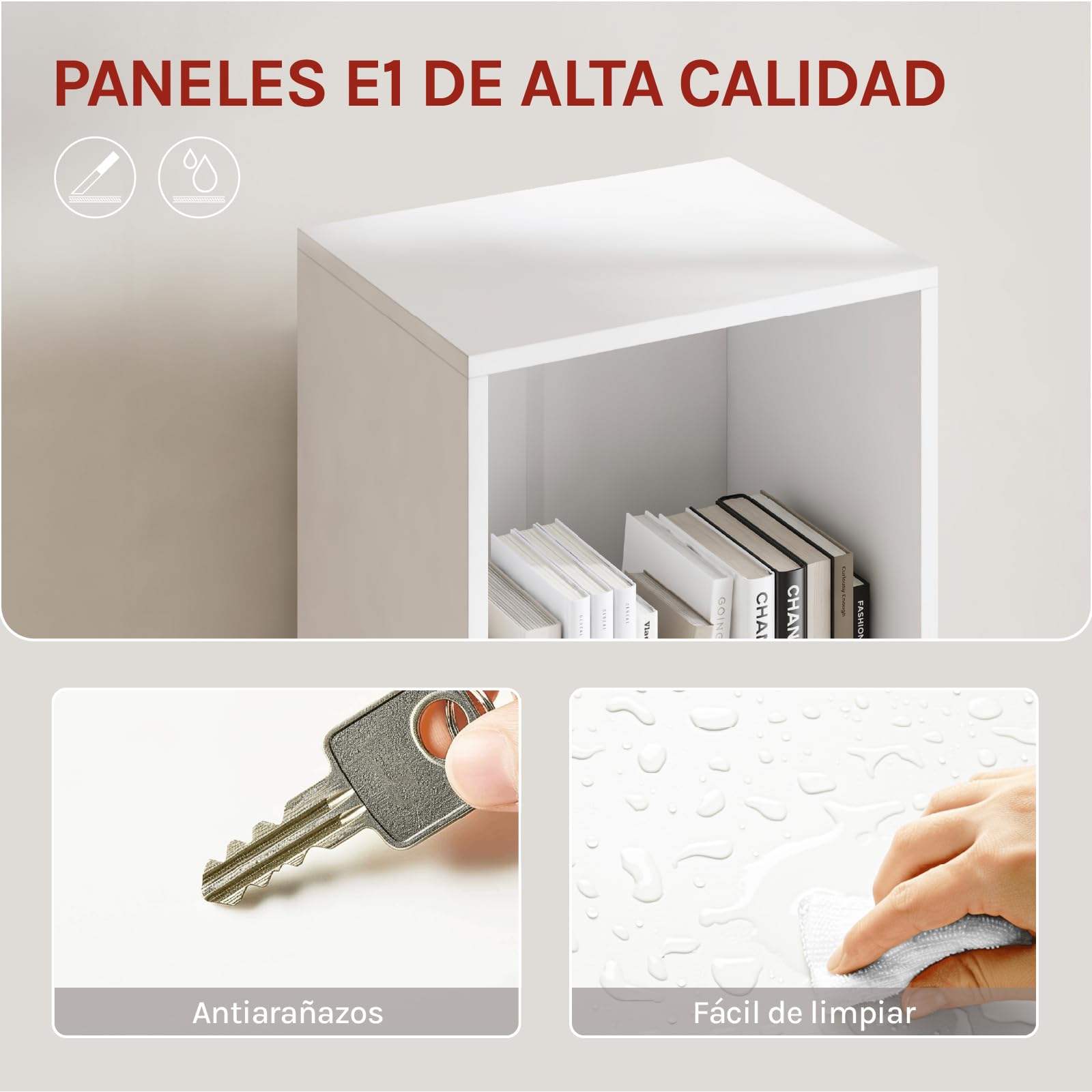 WOLTU Estantería para Libros de Pie, Librería Vertical con 3 Compartimentos Abiertos, 2 Cajones y 1 Armario, Libreria Blanca de Almacenaje para Oficina, Salón, Dormitorio, Cocina, 30x24x158cm