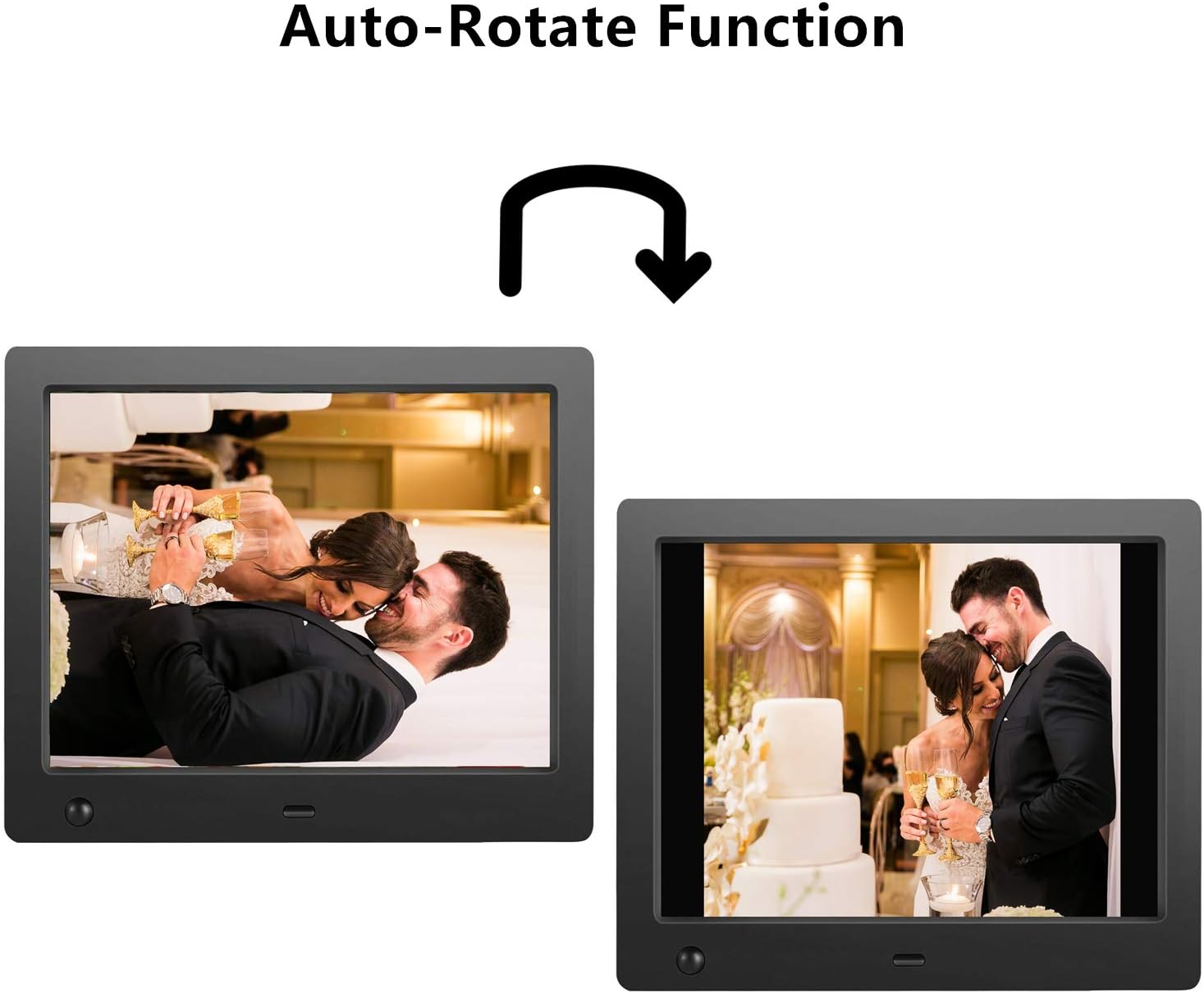 Digital Picture Frame 8 inch, Digital Photo Frame with Motion Sensor Smart Electronic Picture Frame Slideshow High Resolution 180°IPS LCD/Background Music/Calendar/Time/Remote Control（No-WiFi