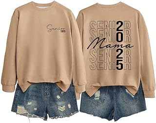 Jersey Amarillo Mamá 2025 Camiseta 2025 Clase de Graduación Sudadera Estampado Camiseta Manga Larga Negra Mujer Invierno