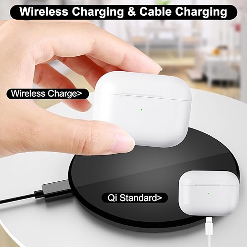 Miniatura 3 de Funda de carga inalámbrica compatible con Airpods Pro de 2 y 1 generación, solo con botón de sincronización de emparejamiento Bluetooth, sin