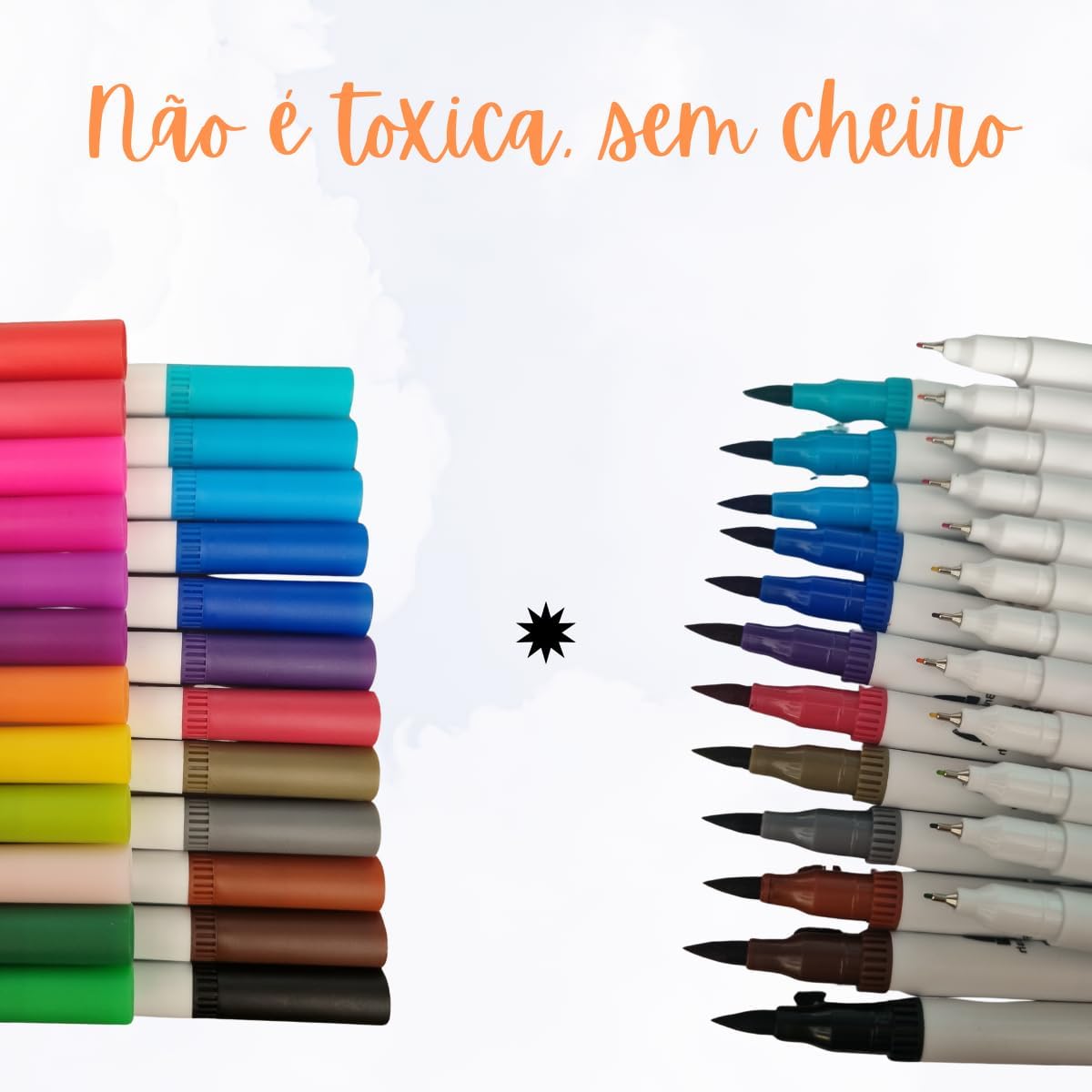 Conjunto de Canetas Brush 24 36 60 80 Cores Sortidas kit canetas coloridas desenho profissional artistico infantil estojo maleta pincel maker ponta fina Canetinha Dupla para Lettering (24)