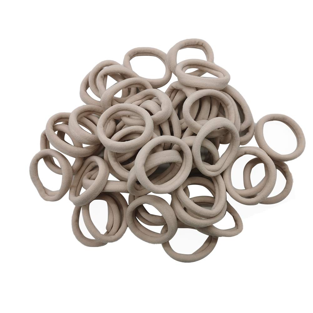 Thick Hair Ties Ponytail Holders-OakMethod No Tangle Hair Bands-Stretch Cotton Hair Ties Bands for Women, 50pcs (Ash Blonde)