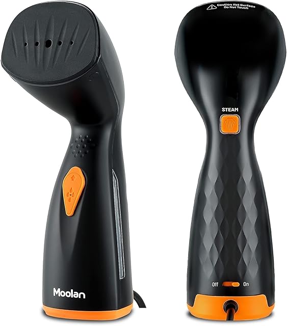 Moolan Clothes Steamer, Handheld Steamer for Clothes 2-in-1, Fabric Wrinkle Remover with 360° Leak-Proof Design, 25s fast heat up, Garment Steamer for Home and Travel, Clean/Refresh