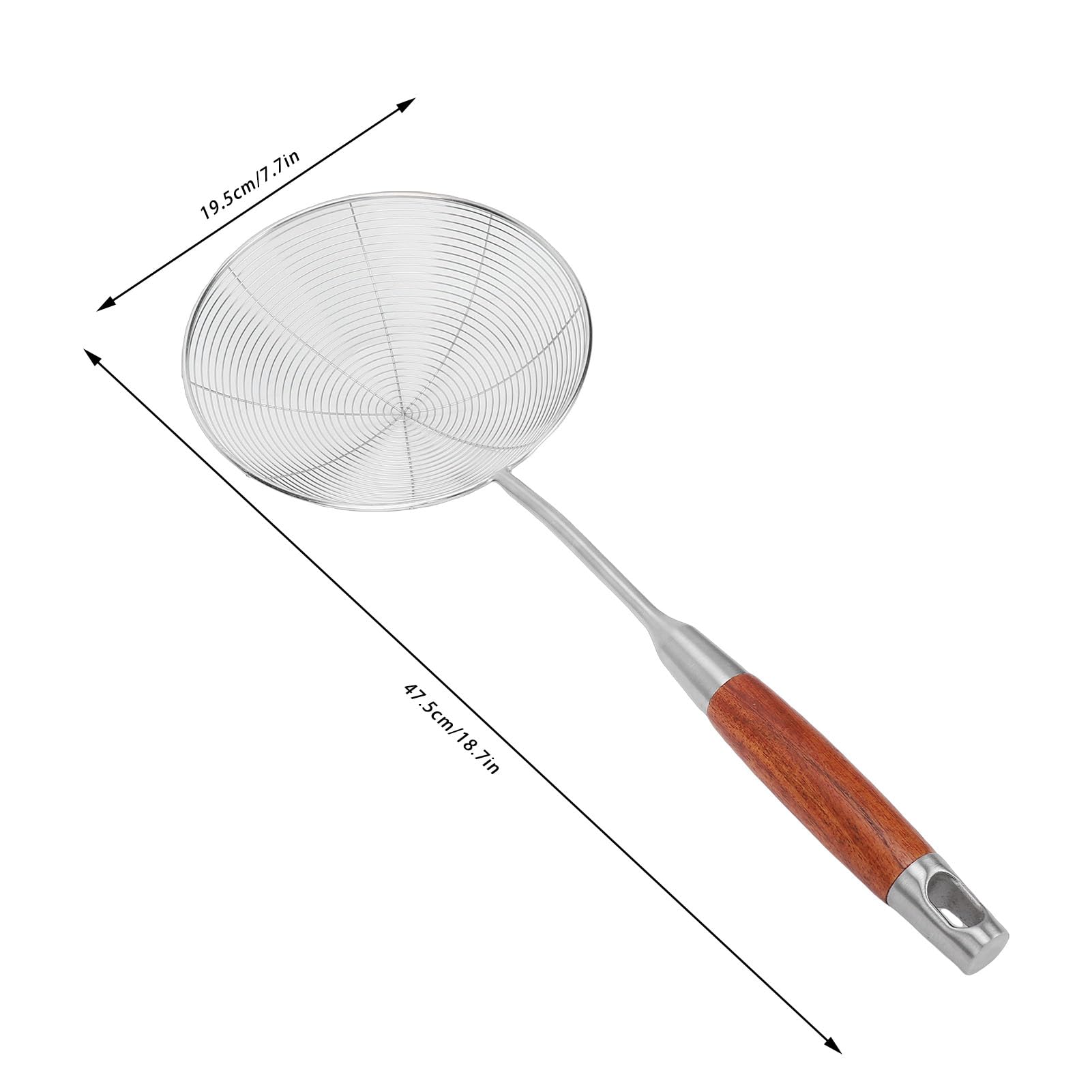 Qcwwy Cucchiaio per Schiumarola Colino a Ragno Cucchiaio per Schiumarola in Acciaio Inossidabile Comodo Manico in Legno per Colino per Pasta per Cucine Domestiche Strumento Antiscivolo per