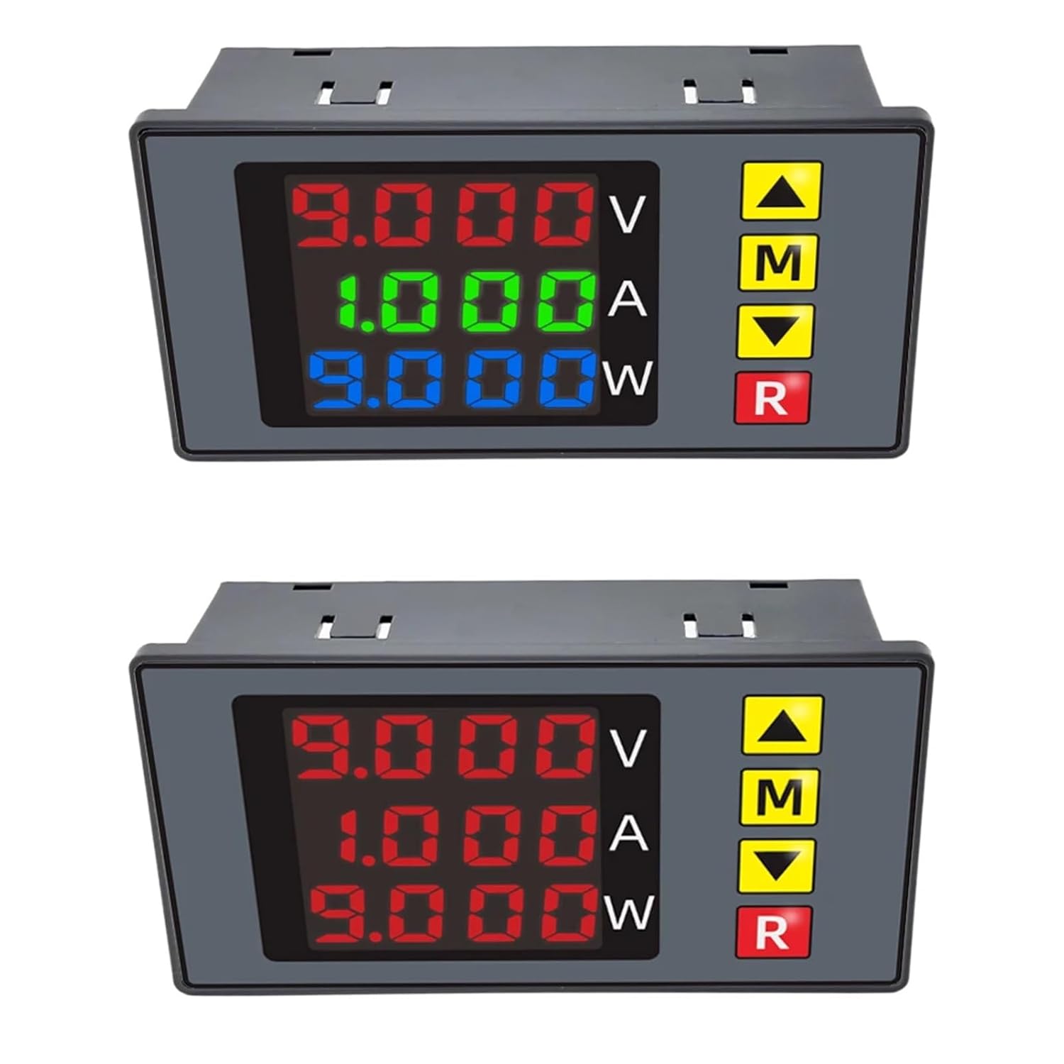 BM730 DC0-100V 10A Digital Voltmeter Ammeter Voltage Current Wattmeter Meter Volt Detector Tester Monitor Panel With Alarm 1Pcs(Red Red Red)