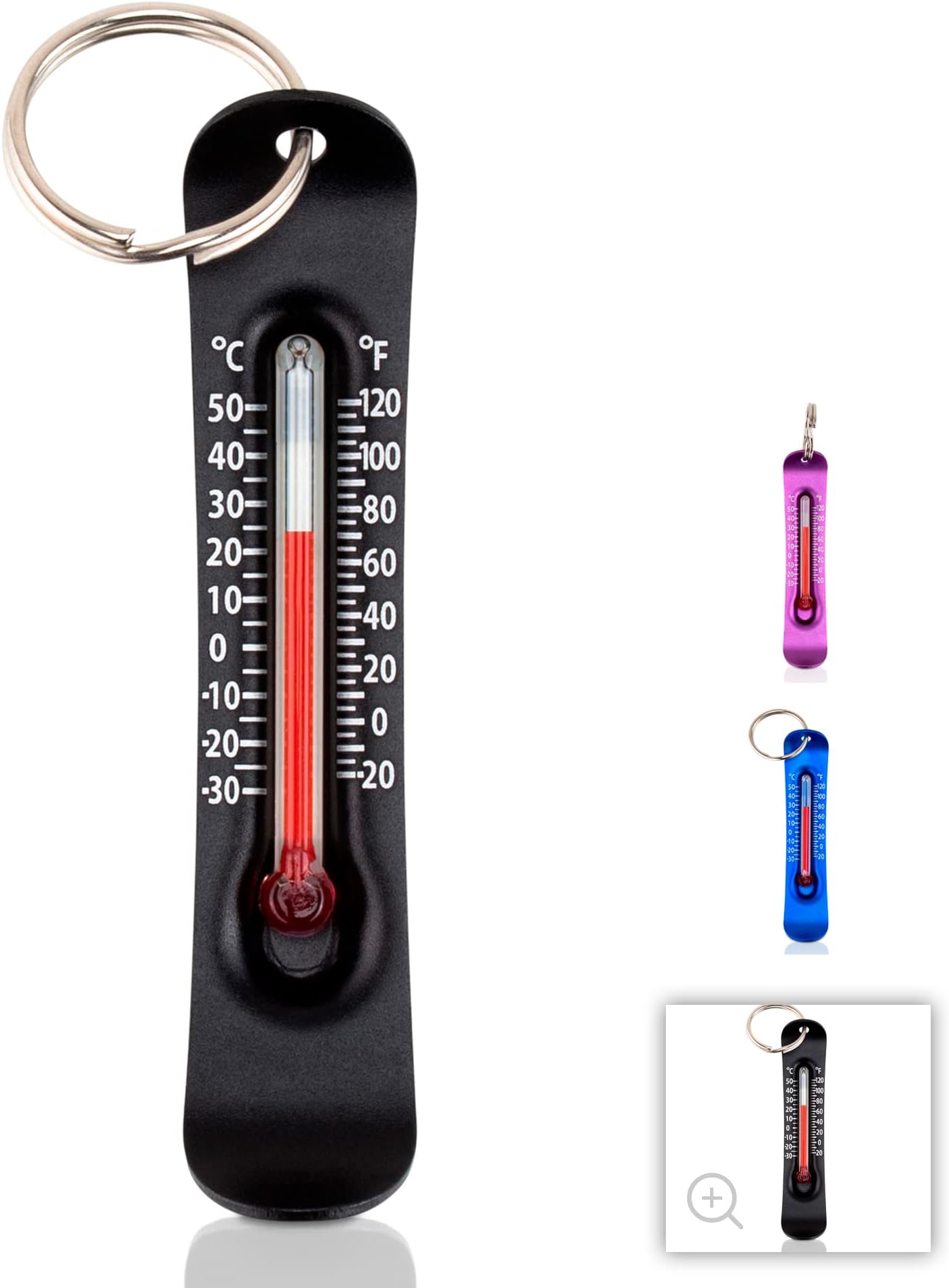 Brrr-ometer - Snowsport Zipper Pull Thermometer for Jacket, Parka, or Backpack | Mini Outdoor Skiing & Snowboarding Keychain Thermometer
